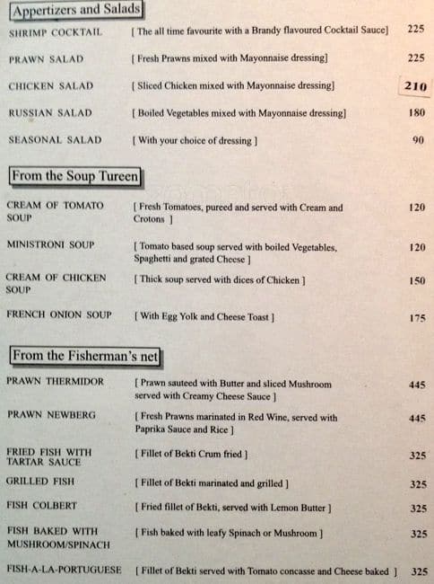 Gaylords menu