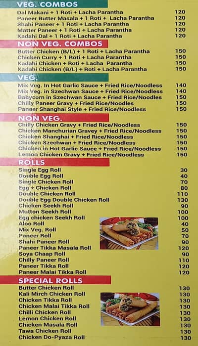 Chowringhee Restaurant menu