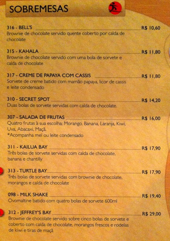 Mormaii Surf Bar cardápio