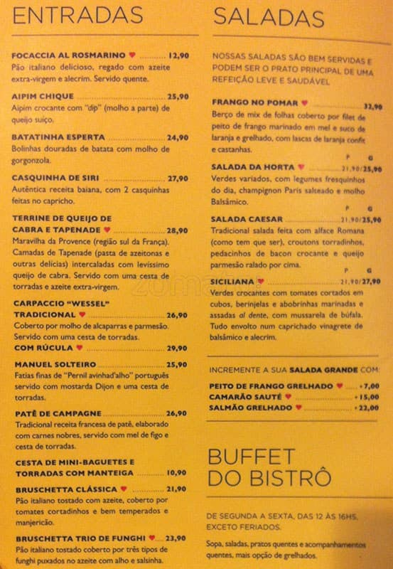 In House Bistrô cardápio