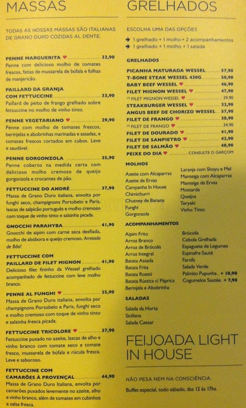 In House Bistrô cardápio