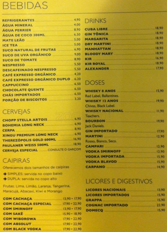 In House Bistrô cardápio