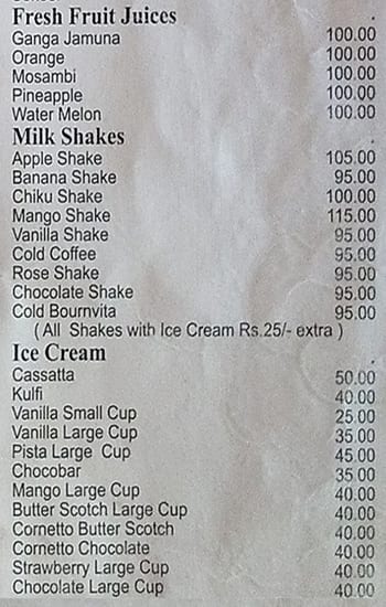 Supriya Restaurant menu