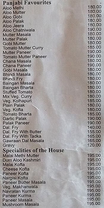 Supriya Restaurant menu