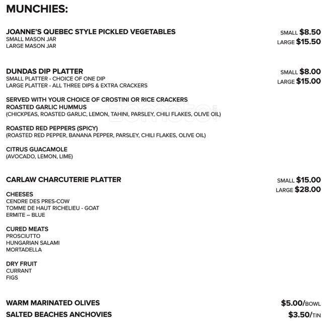 Dundas & Carlaw Menu, Menu For Dundas & Carlaw, Leslieville, Toronto ...