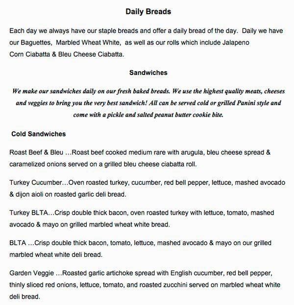 Bleu Door Bakery Menu Menu For Bleu Door Bakery Vancouver Vancouver