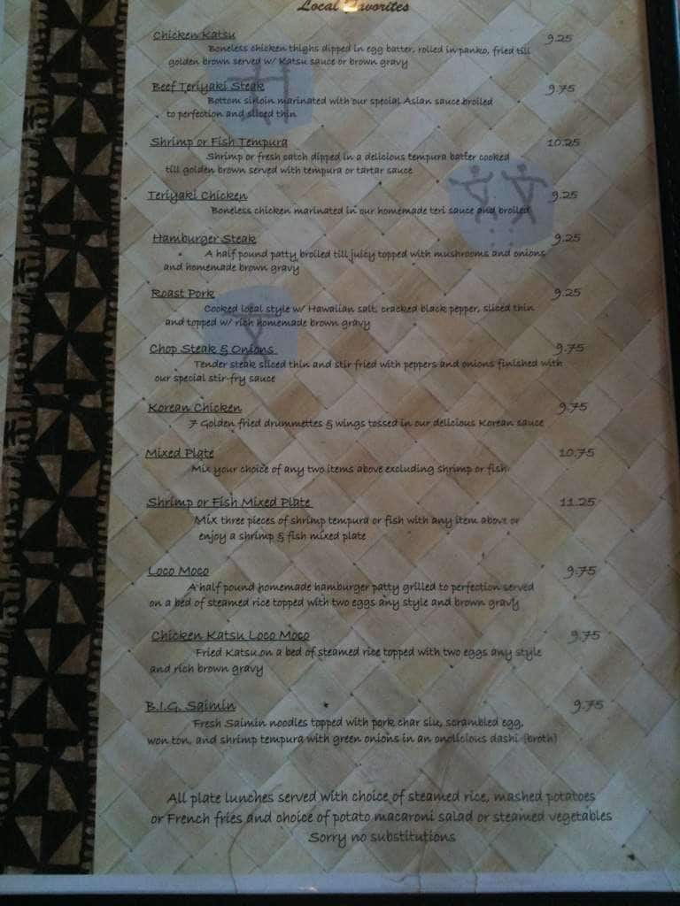 Menu at Big Island Grill desserts, KailuaKona