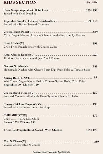 The Grove Kitchen & Bar menu