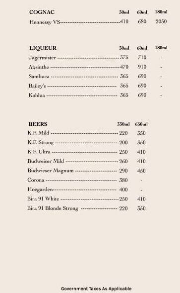The Grove Kitchen & Bar menu