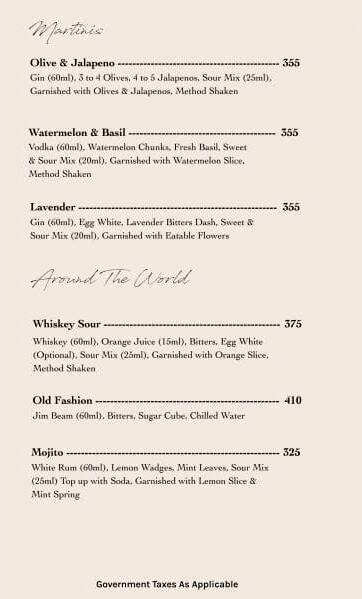 The Grove Kitchen & Bar menu