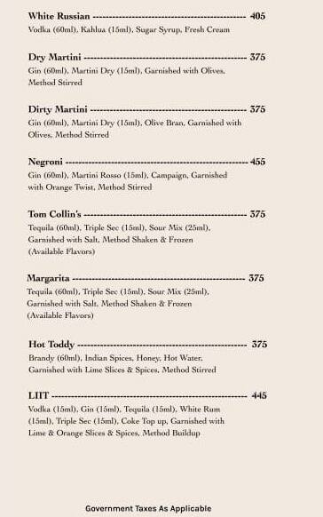 The Grove Kitchen & Bar menu