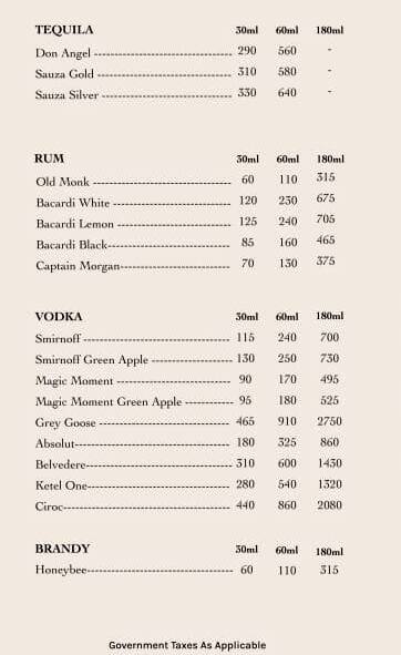 The Grove Kitchen & Bar menu