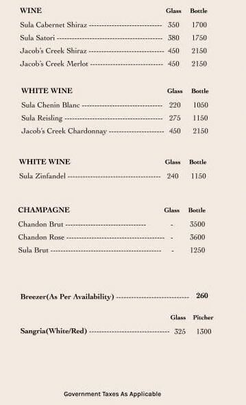 The Grove Kitchen & Bar menu