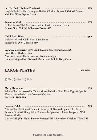 The Grove Kitchen & Bar menu