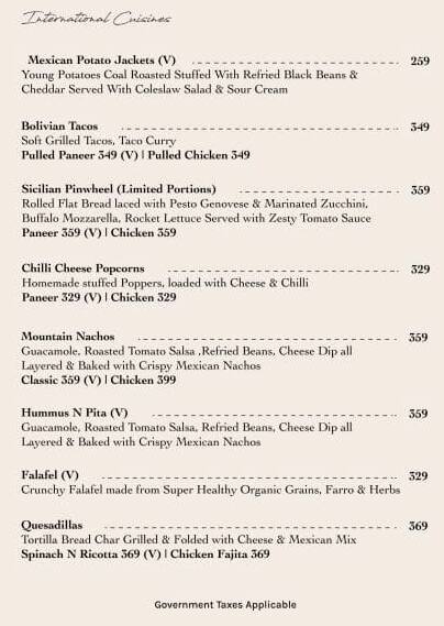 The Grove Kitchen & Bar menu