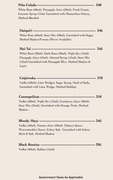 The Grove Kitchen & Bar menu