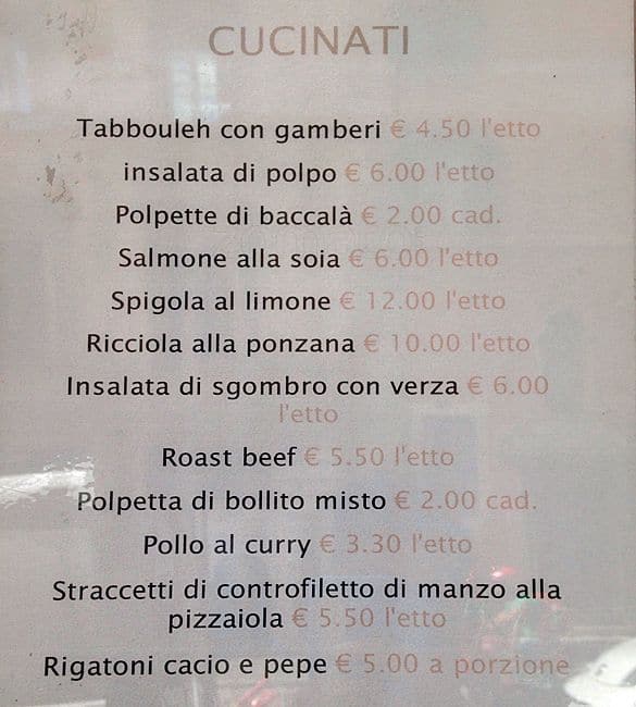 Menu di RosticceRì 