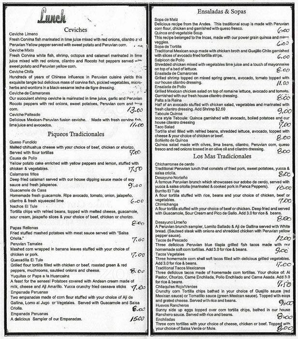 Quinoa Peruvian & Mexican Restaurant Menu Urbanspoon/Zomato