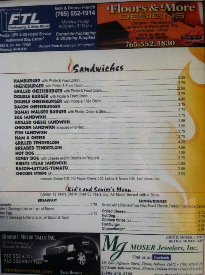 Roby S Grill Menu For Elwood Muncie Roby S Grill Elwood Menu