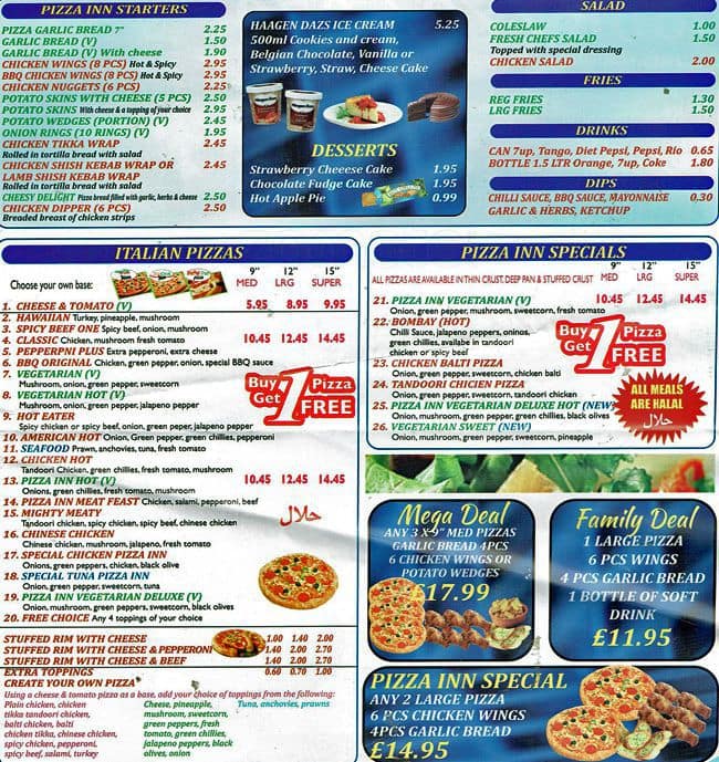 Pizza Inn Menu, Menu for Pizza Inn, Clapham, London Zomato UK