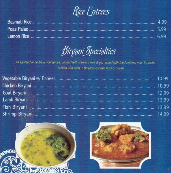 Jassi's Fine Indian Cuisine menu