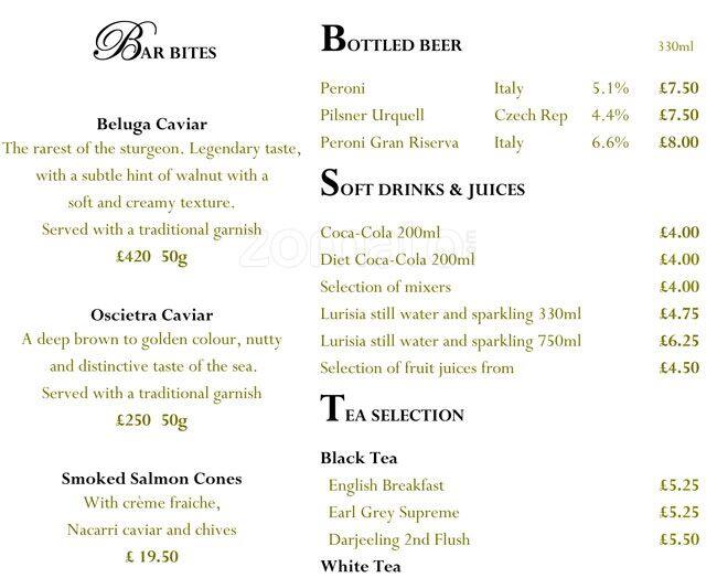 Lounge The Westbury Hotel Menu Zomato UK