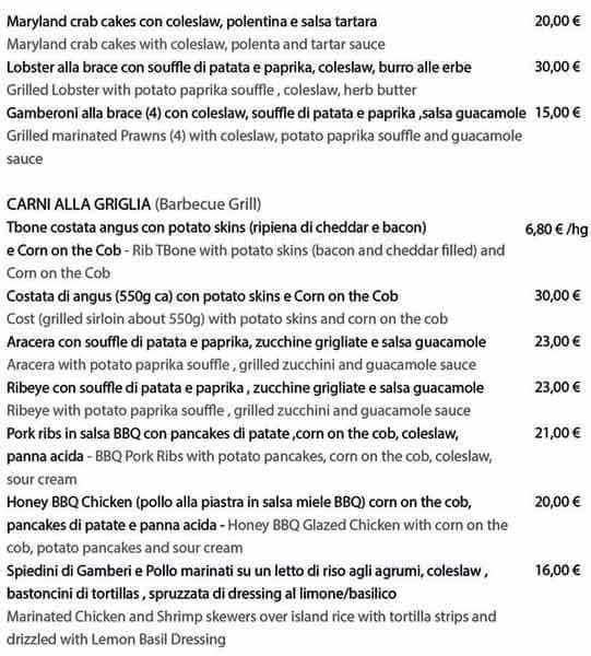 Menu di The Grill Duecentodue 