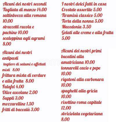 Menu da Roma Capitale ristorante, Roma