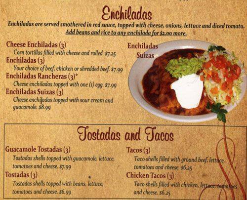 Menu at La Botana Mexican Restaurant, Thornton, Washington St