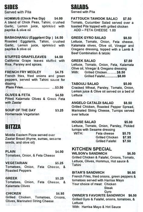 Bitar's Menu, Menu for Bitar's, Passyunk Square, Philadelphia ...