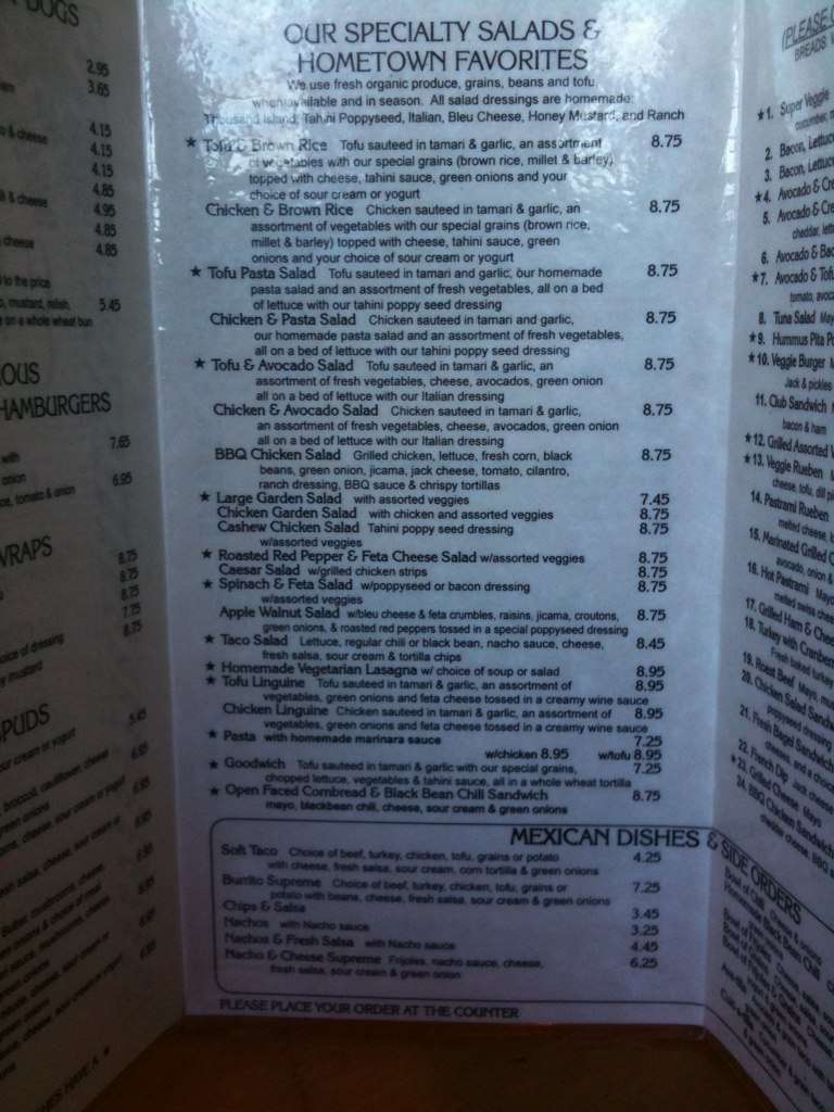 Menu at Ellie's Mutt Hut cafe, Ukiah