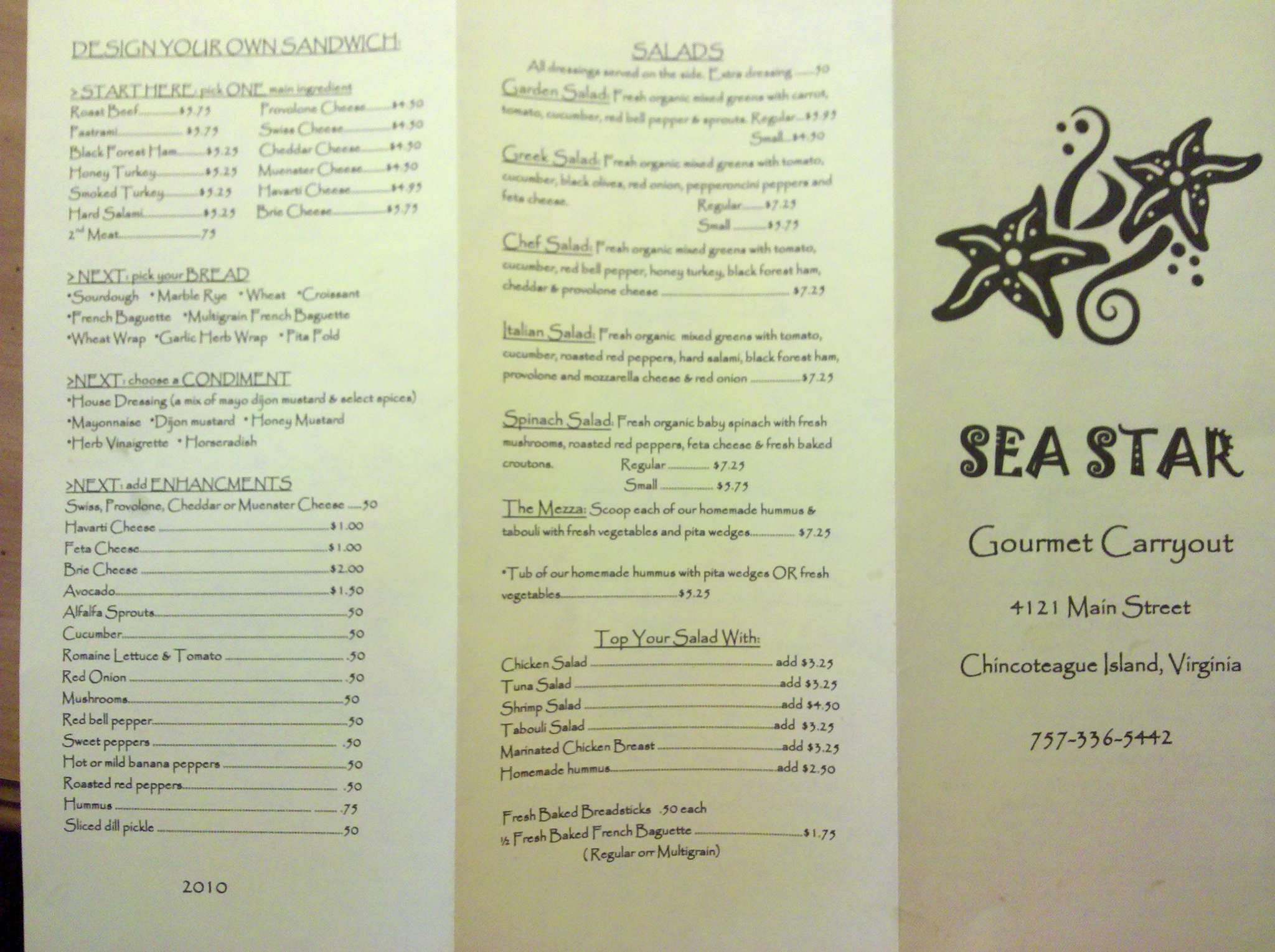 Sea Star Cafe Menu Menu For Sea Star Cafe Chincoteague Chincoteague