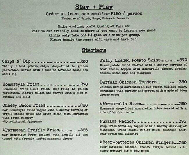 Puzzles a Taguig City Foto del Menu con Prezzi Zomato Filippine