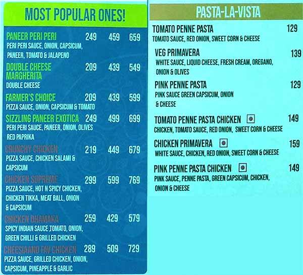 Cheesiano Pizza menu