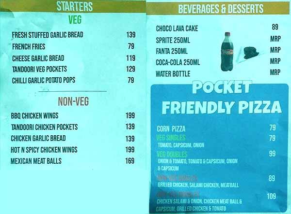 Cheesiano Pizza menu