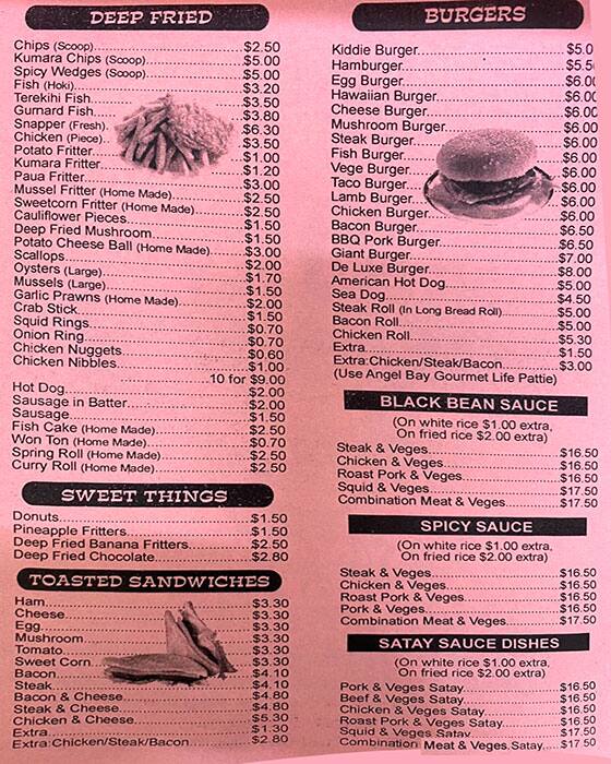 Menu at Blue Chip Takeaways fast food, Kumeu