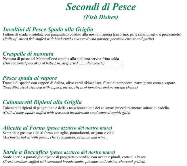 Menu di Siciliainbocca al Flaminio 