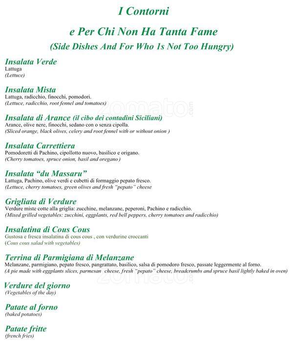 Menu di Siciliainbocca al Flaminio 