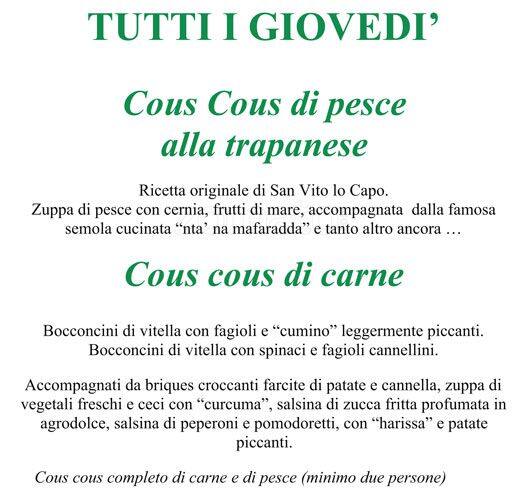 Menu di Siciliainbocca al Flaminio 