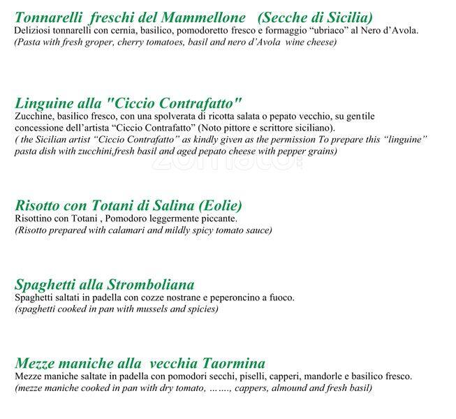 Menu di Siciliainbocca al Flaminio 