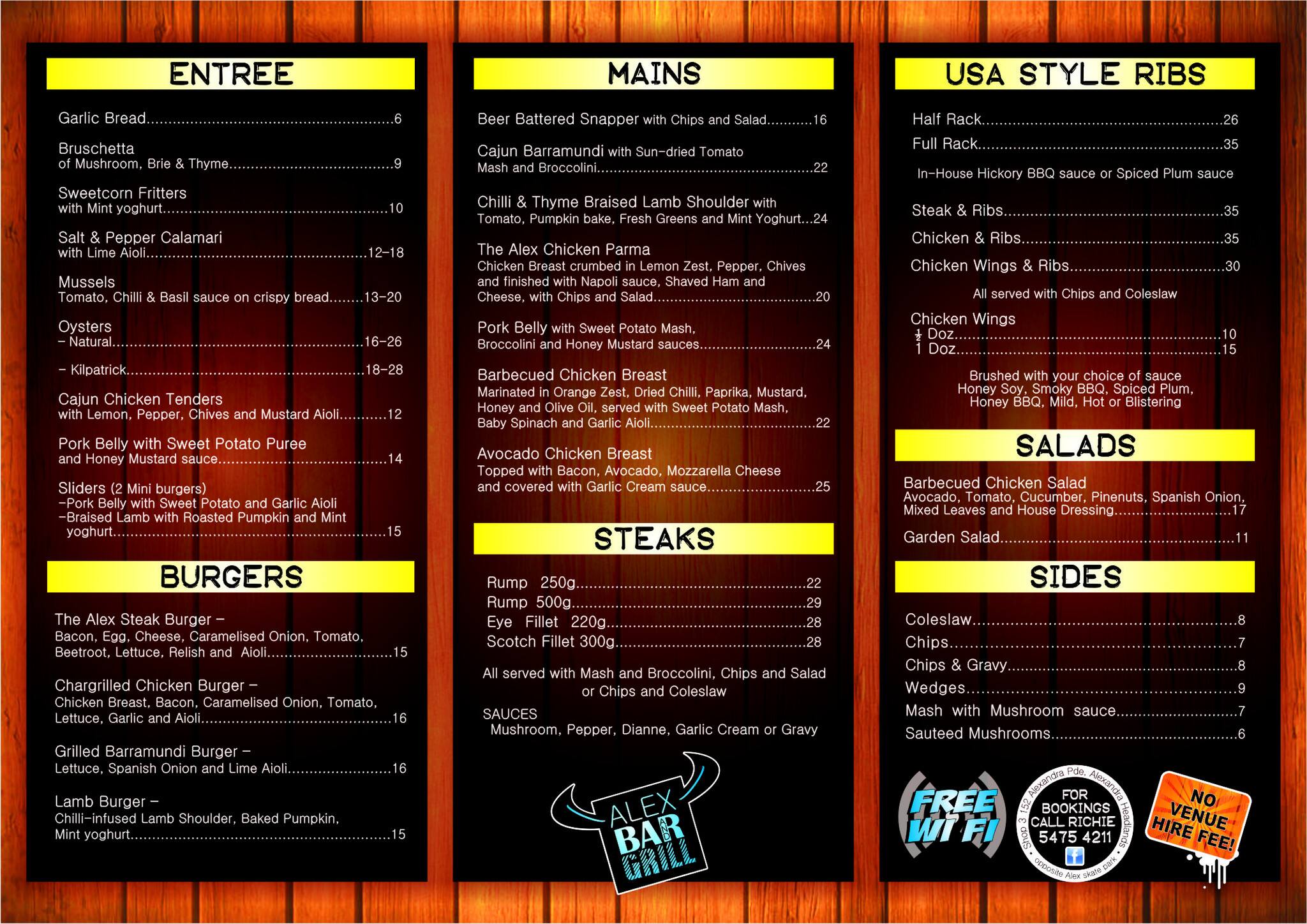 plush bar and grill menu