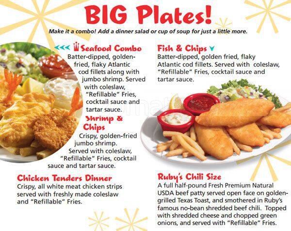 Menu at Ruby's restaurant, Oceanside, 1 Oceanside Pier #1