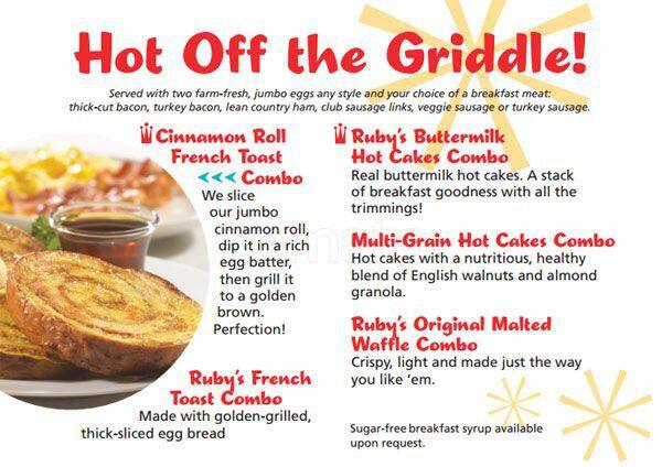 Menu at Ruby's restaurant, Oceanside, 1 Oceanside Pier #1