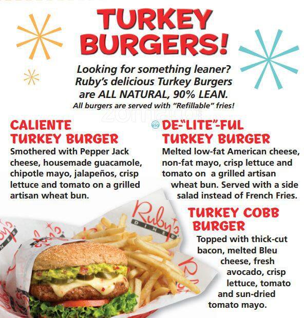 Menu at Ruby's Diner restaurant, Oceanside, 1 Oceanside Pier #1