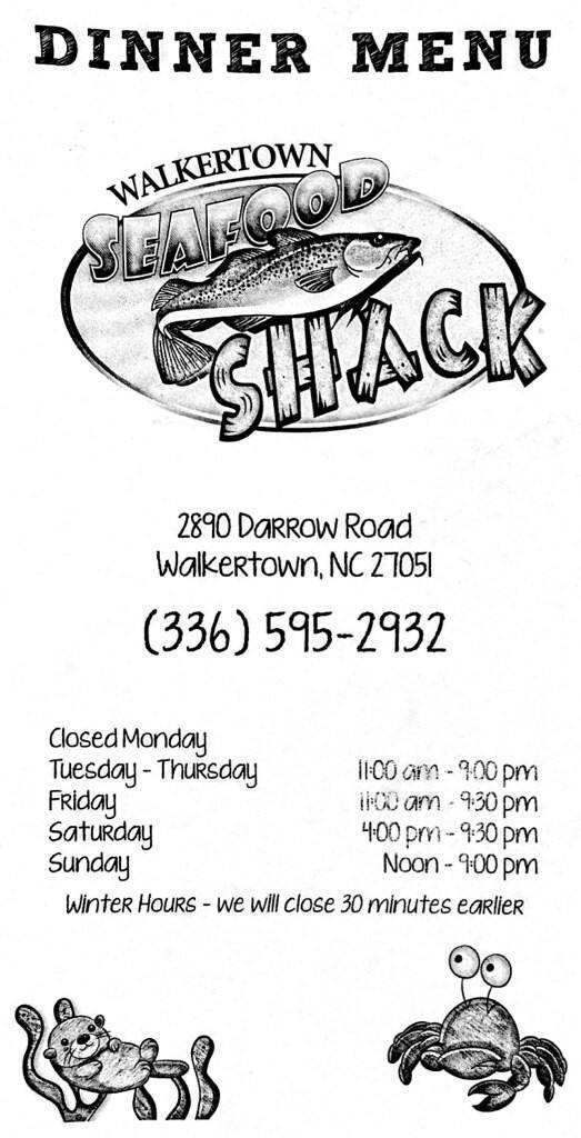 Menu at Walkertown Seafood Shack fast food, Walkertown