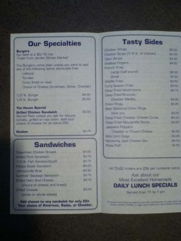 Menu at Slices Bar & Grill, Madison