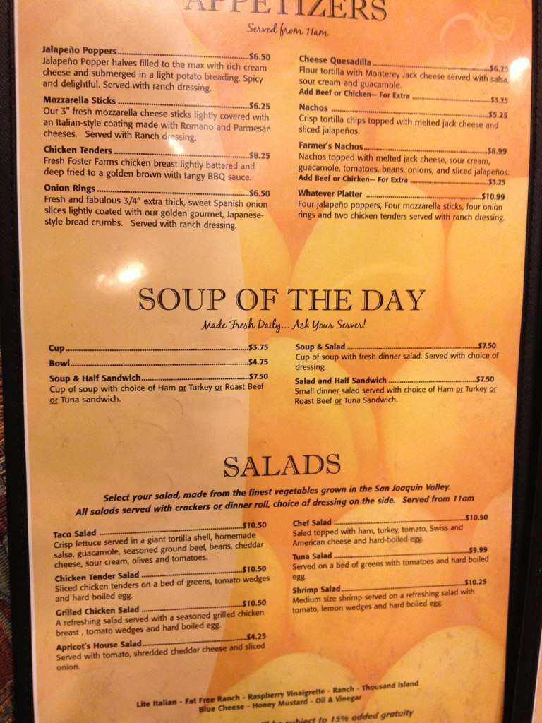 Apricot Tree Restaurant Menu, Menu for Apricot Tree Restaurant