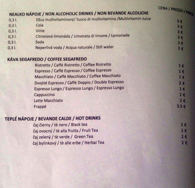 Menu di Andy's Corner 