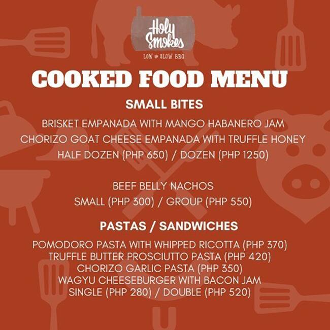 Menu at Holy Smokes BBQ, Makati