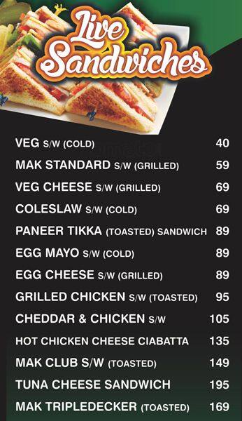 MAK Cafe Coffee menu